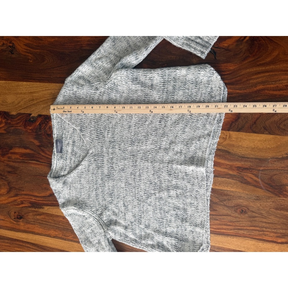 Wooden Ships Grey Marl Mohair Wool Blend‎ V-Neck Chunky Knit Sweater Women OS - Picture 5 of 6